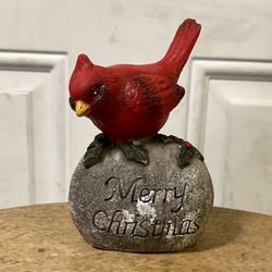 ‘Merry Christmas’ Rock and Bird Table Decor 