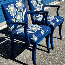 BLUE FLORAL ARM CHAIRS ACCENT CHAIRS