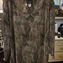 WT  # 1068 Brittany Black 1X Top With 3/4 Sleeves 