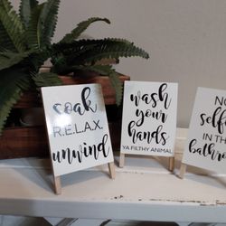 Mini Farmhouse Bathroom Signs