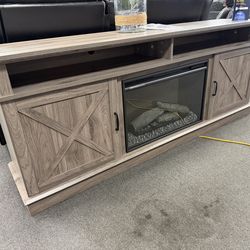 Gray TV Stand 70” w/ Fireplace