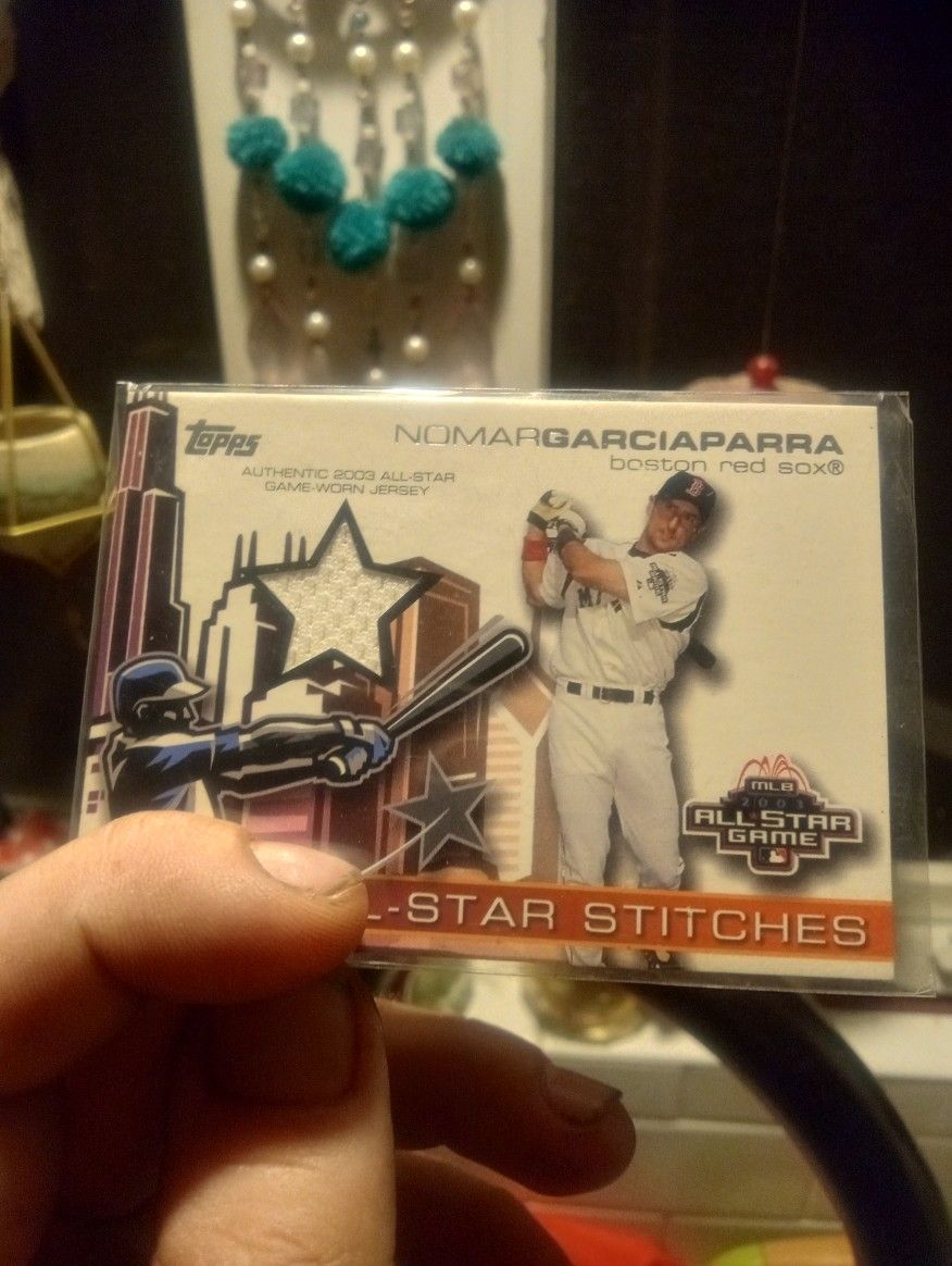 2003 Topps Nomar Garciapara All Star Game Worn Relic Memorabilia Card Jersey Card