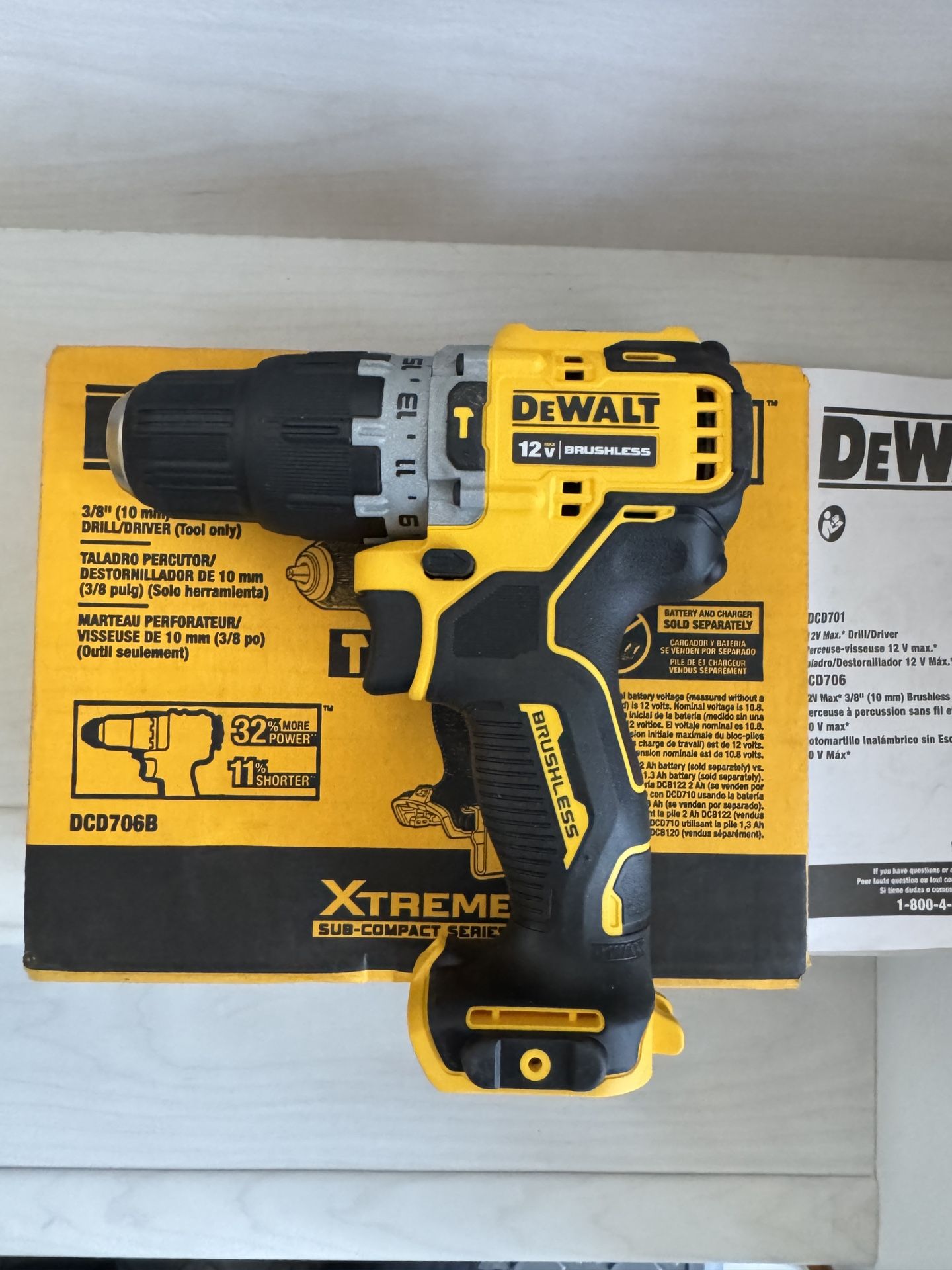 Dewalt XTREME 3/8 inch 12 volt max Brushless Cordless Hammer Drill ( Tool only )