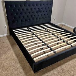NEW Black/Chrome Queen & King Sized  Platform Bed Frame FINANCE $54 Down