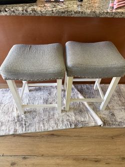 Set of 2 Upholstered Counter Stools
