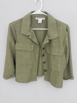 New York & Company Olive Green Cropped Jacket
