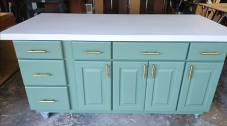 Repurposed Green Kitchen Island