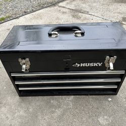 Husky Tool Box W/ 1/4 & 3/8 Drive Socket Sets + Scredrivers