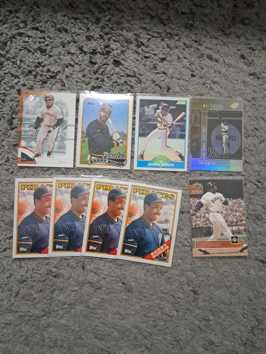 Lot Of 9 Barry Bonds Baseball Cards
