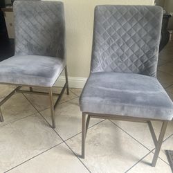 Dark Grey Suede Dining Room Chairs Set Of 2
