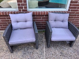 Outdoor Wicker Patio Chairs with Cushions – Set of 2
