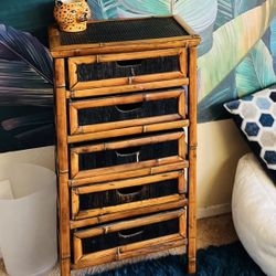 Bamboo 5-Drawer Storage Cabinet / Tropical Accent Chest