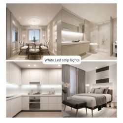 White Led Strip Lights for Bedroom Small Dimmable LED Lights Strip 16.4ft Super Bright Flexible LED Tape Lights Rope Light for for Room Home Decor Luc