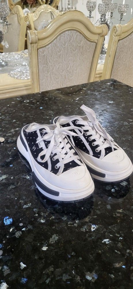 Chanel.....canvas Mules .... Size 9
