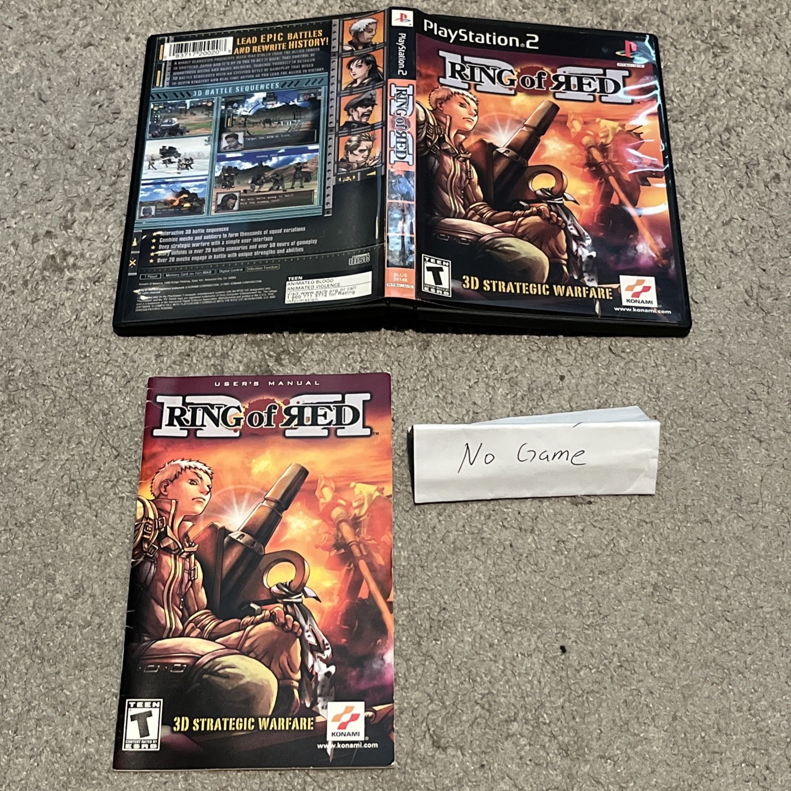 Ring of Red Sony PlayStation 2 PS2 Case And Manual Only NO GAME