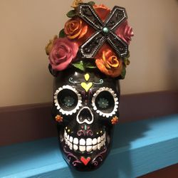 Day Of The Dead Dia De Los Muertos Halloween Skull Candle Holder