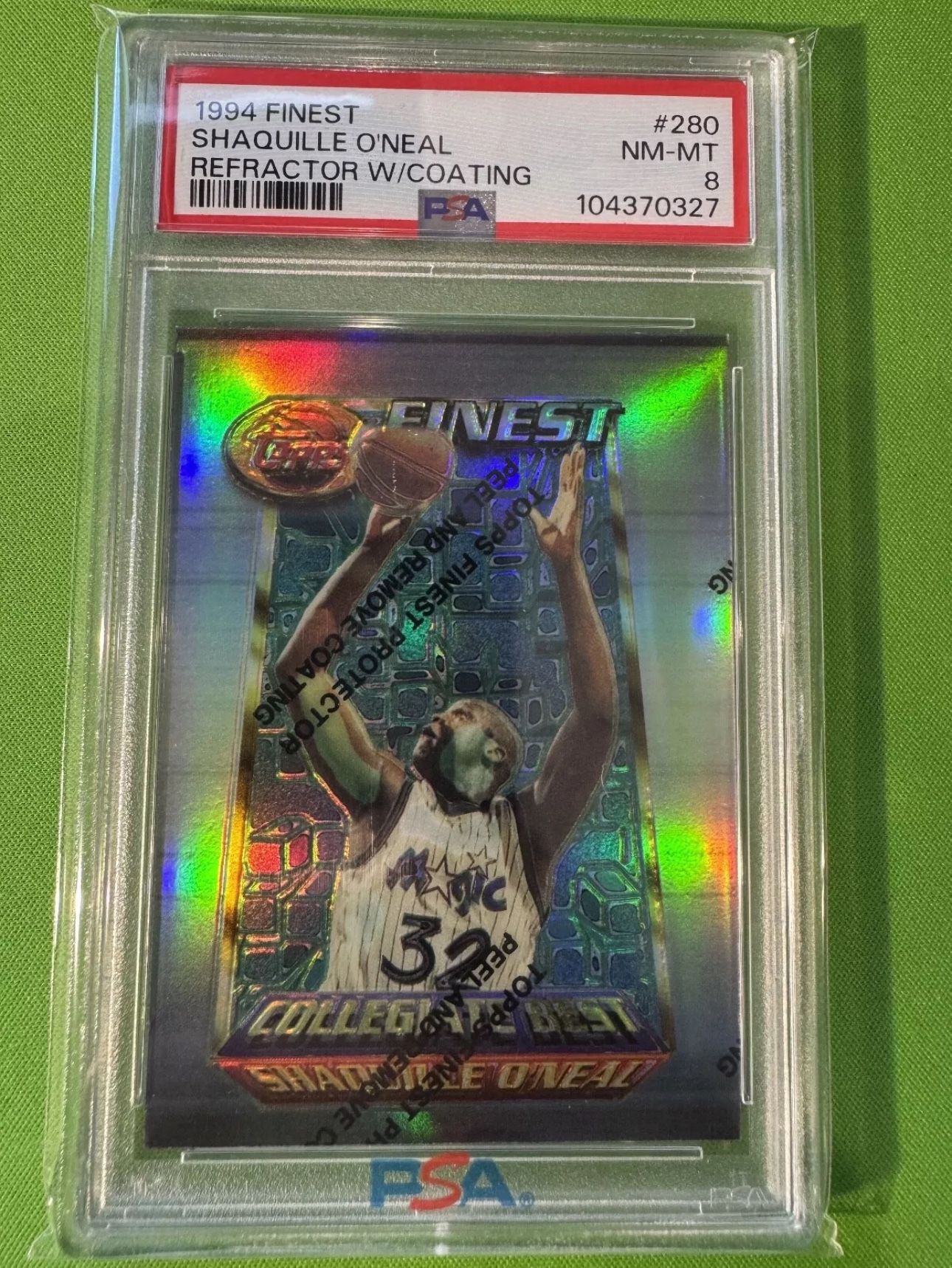 1994 Topps Finest Shaquille O’Neal Refractor PSA 8 w/ coating