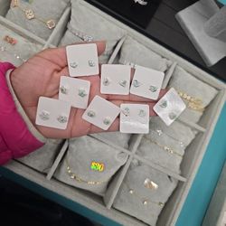 Natural Emerald Earrings Sterling Silver 925