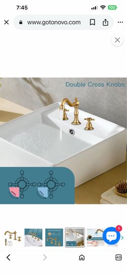 gotonovo Matte Black 3 Hole Bathroom Sink Faucet Two-Handle Widespread A7 Gold And Black bronze