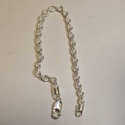 7" Rope Bracelet – 925 Sterling Silver – 4mm Width