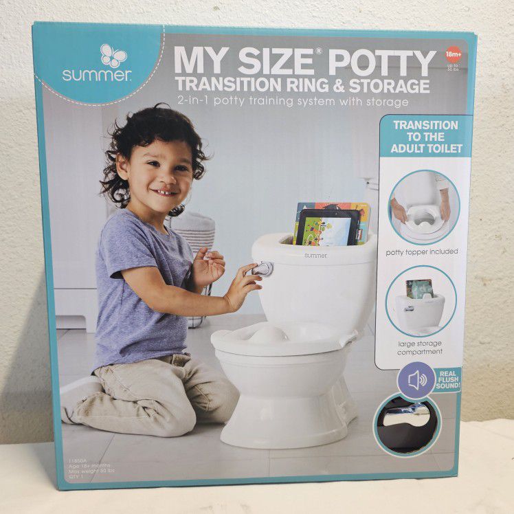 Summer My Size Potty Training Seat Toddler Toilet w Storage n Flush Sound Effect