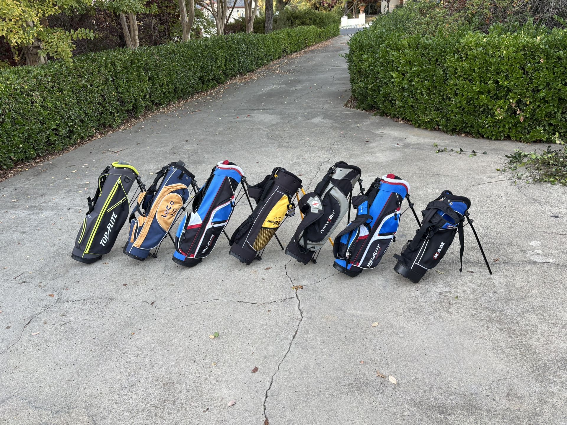Kids Junior Sized Golf Bags w/ Stands & Backpack Straps