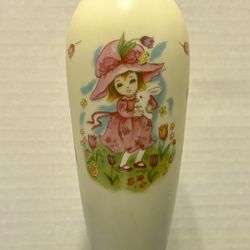 Lefton Porcelain Bud Vase Girl with Bunny Japan