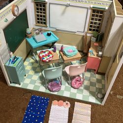 18 inch Doll Classroom Playset w/ Desks & Accessories