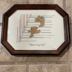 Vintage Teddy Bear Cross Stitch “Bearing Up”