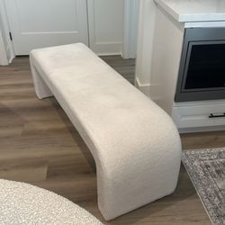 White boucle bench
