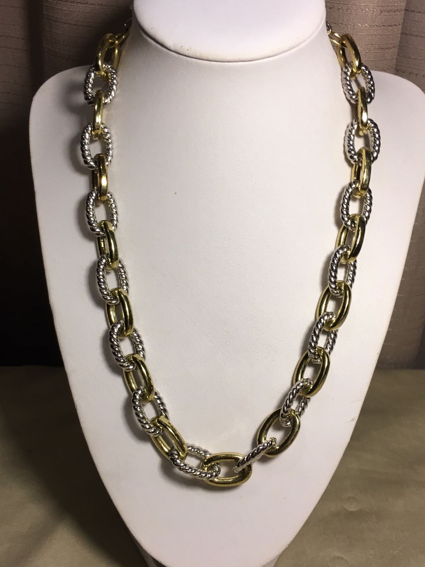 Gold & Silver Tones Oval Chain Link Necklace