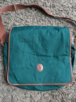 Vintage POLO Ralph Lauren Green Duffle Carry On Overnight Travel Bag messenger.