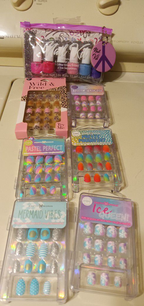 Nail Polish Kit And Press On Nails For Kids. Price Is For All.