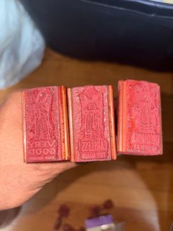vintage wooden rubber stamps featuring an angel design.
