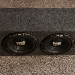 2 Alpine 12 inch subwoofers with box for sale.