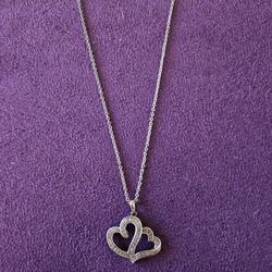 Sterling Silver Double Heart Necklace 