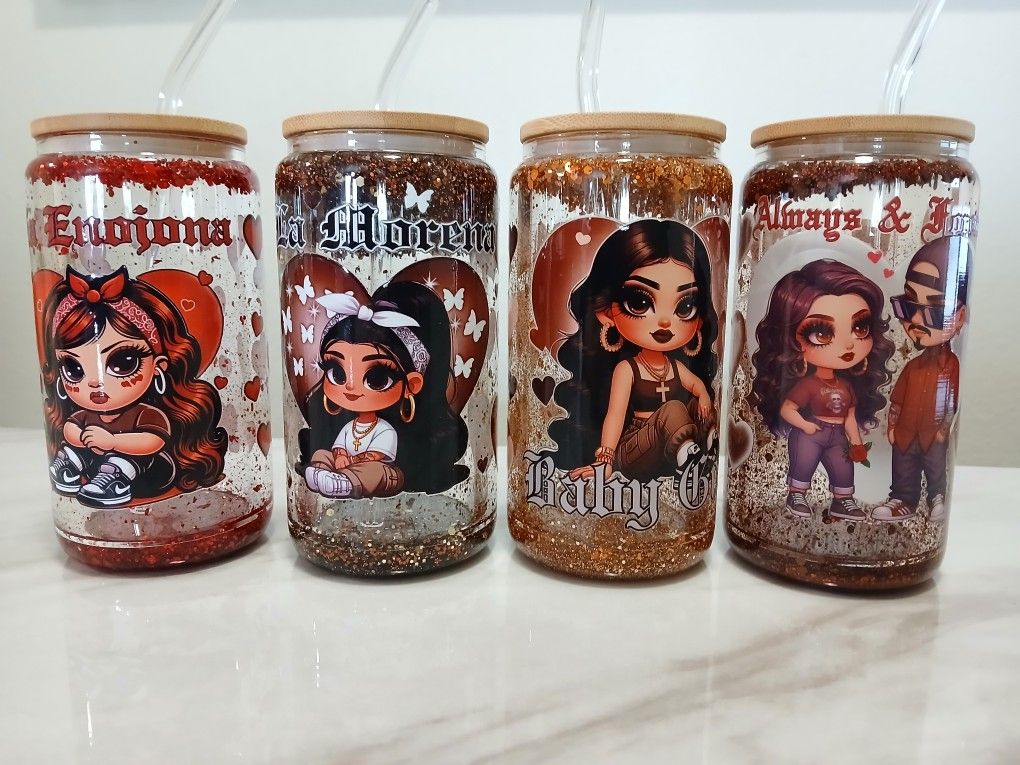 Glitter Water globe Glass Tumbler