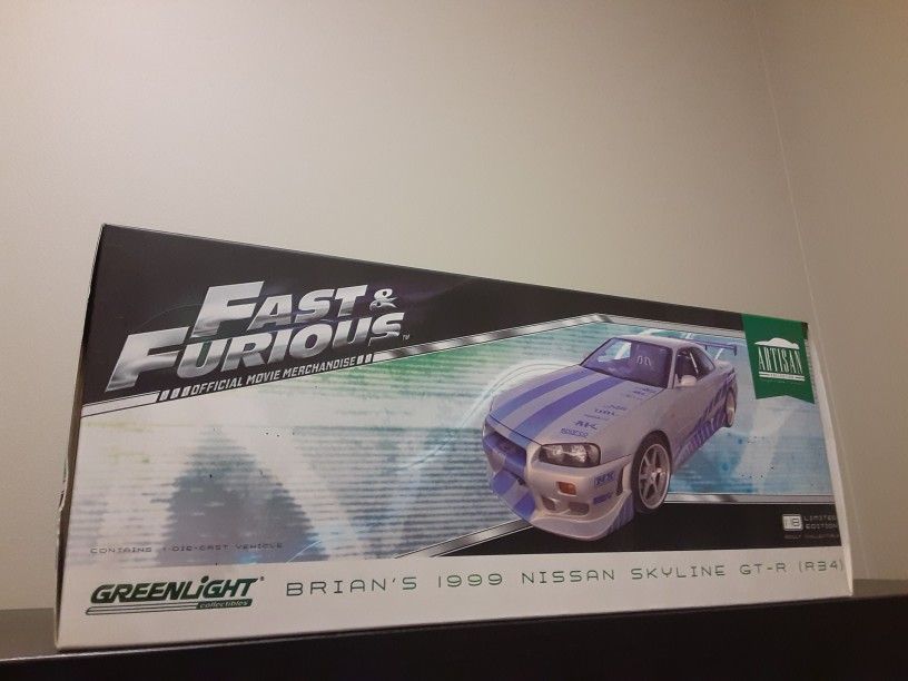 Greenlight Artisan Fast And Furious Nissan Skyline GTR (R-34) 1:18 Diecast