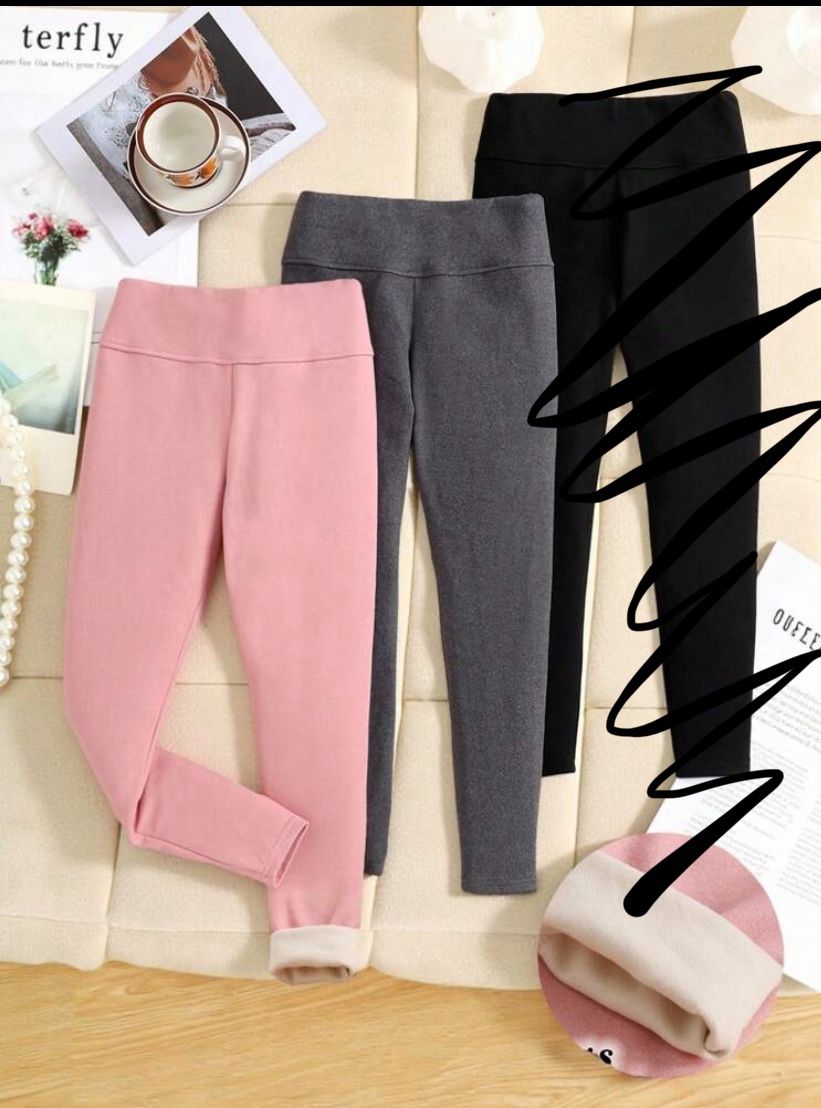 Fleece Lined Leggings 9 Year Old Only Pink And Gray. New! 