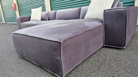 FREE DELIVERY!!! Rove Concepts "Porter" Gray VELVET 2pc Sectional Couch ($3.6K Retail...50% + OFF!!!)