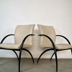 Pair Of 1990’s Postmodern Dining Arm Chairs 