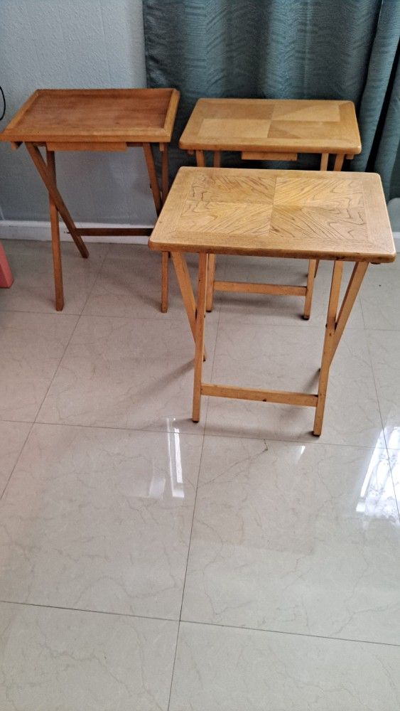 3 Wood Tray Tables
