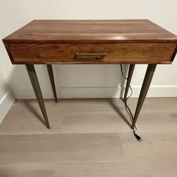 Mid century Modern Desk Walnut And Brass 
