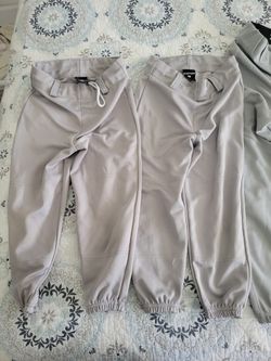 Youth T Ball MEDIUM Baseball Pants. Grey & White Easton. Each.