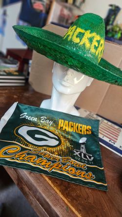 NFL, GREEN BAY PACKERS: CUSTOM SOMBERO & FLAG, FIRM.