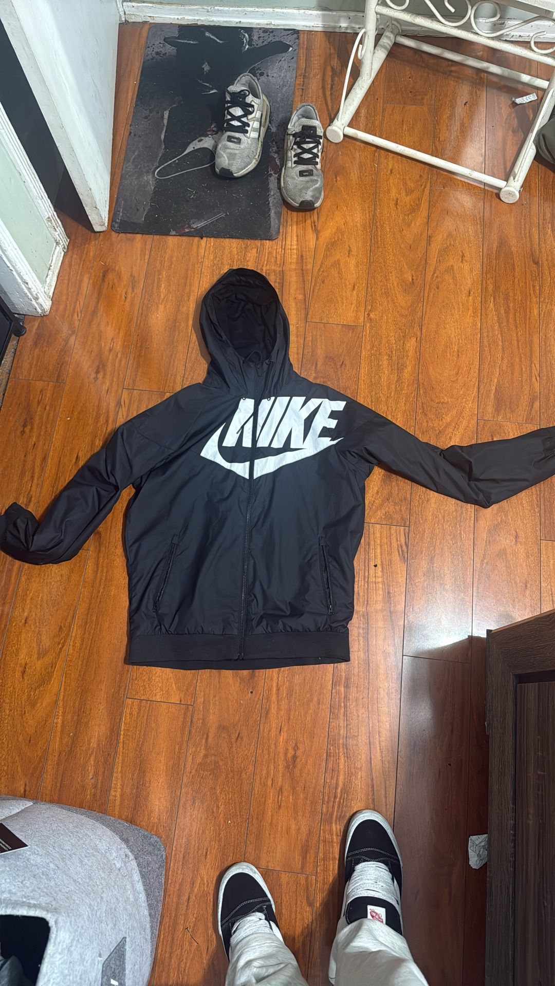 Black And White Nike Zip Up Windbreaker