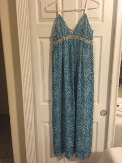 Blue beaded maxi dress size m