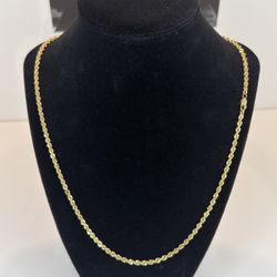 14k Solid Gold Rope Chain 22”