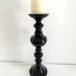 Black Lacquer Finish Candle Holder -16”h 