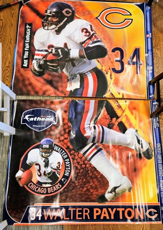 Vintage WALTER PAYTON Fathead Series 2 removable wall decal! (43"x 75") Great Mancave item!